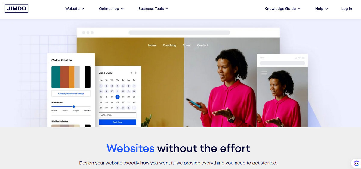 Jimdo website homepage
